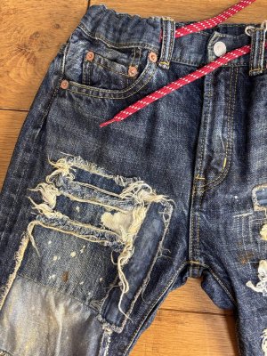 画像2: 40%off 2025春夏 DENIMDUNGAREE  12ozHOME MADEデニム リメイク イージー PN 4;紺 (2)