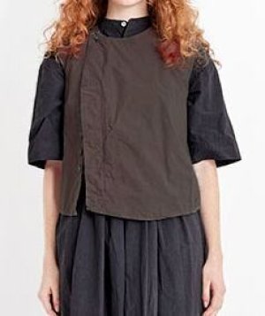 画像1: VC　ガーメントダイ比翼ベスト　　カラー；DARK BROWN (1)