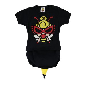 画像1: MY FIRST HYSTERIC　LITTLE BEE しっぽ付き 半袖ロンパース　　10；ブラック　　サイズ；80 (1)