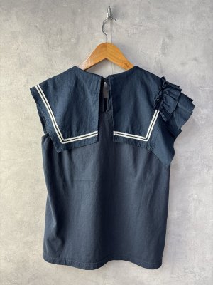 画像3: 40%off 2025春夏 　GTH　アシンメトリー セーラーカラー ノースリーブTEE　　4；紺 (3)