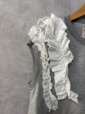 画像2: 40%off 2025春夏 　GTH　ビンテージテンジク　フリフリ　ノースリーブ　TEE　　3；グレー (2)