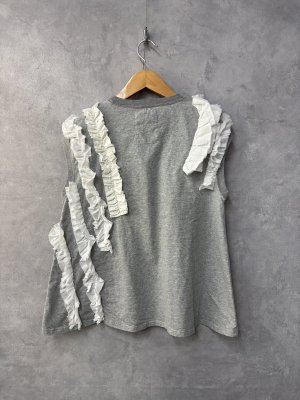 画像4: 40%off 2025春夏 　GTH　ビンテージテンジク　フリフリ　ノースリーブ　TEE　　3；グレー (4)