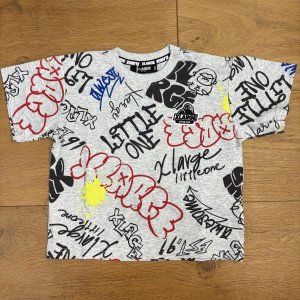 画像1: XLARGE KIDS　グラフティ総柄半袖Tシャツ　　85；TOP・グレー (1)