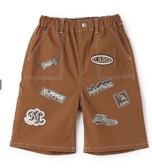 画像1: XLARGE KIDS　ワッペンロゴハーフパンツ　　21；茶 (1)