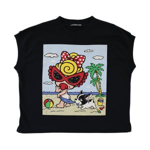 画像1: Hystericmini　SUMMER TIME WITH J フレンチスリーブ Tシャツ  10；ブラック (1)