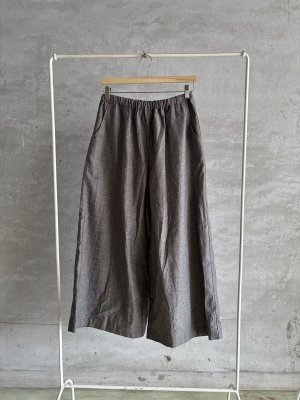 画像1: LILOU+LILY 　TYPEWRITER CLOTH DUNGAREE&STRIPE WIDE PANTS　ブラックシャンブレー　　size:38 (1)
