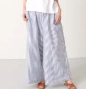 画像7: LILOU+LILY  TYPEWRITER CLOTH DUNGAREE&STRIPE WIDE PANTS ブルーストライプ  size:38 (7)