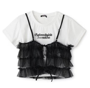 画像1: by LOVEiT  　　2WAYビスチェつきTシャツ 　80；黒 (1)