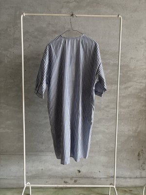 画像4: LILOU+LILY 　TYPEWRITER CLOTH DUNGAREE&STRIPE　FRILL DRESS　ブルーストライプ　　size:38 (4)