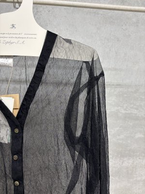 画像2: 40%off 2025SS   Bon Vieux Temps　チュールカーディガン　28；BLACK (2)