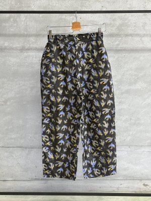 画像1: A VIEW FROM HERE BLOCK PRINT STRAIGHT PANTS　　　BLACK (1)