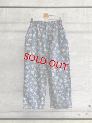 画像1: A VIEW FROM HERE BLOCK PRINT STRAIGHT PANTS　　　BLUE (1)