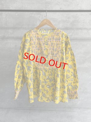 画像1: A VIEW FROM HERE　　 BLOCK PRINT SMOCKING BLOUSES　　A.YELLOW (1)