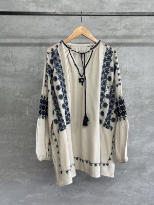 画像1: doux blue　インド刺繍　01；ホワイト　サイズ；FREE (1)