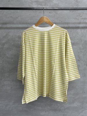 画像1: LILOU+LILY 　30/1　BORDER　6TH　SLEEVE TEE  　　イエロー　size:38 (1)