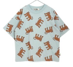 画像1: MakeYourDay　　アートなヒョウ総柄半袖Tシャツ　ミント (1)