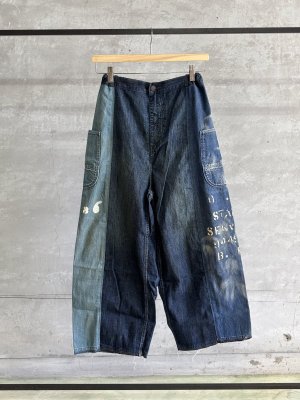 画像1: 2025春夏　DENIMDUNGAREE　8oz Denim Switching Design Pants　14；ブルー　 (1)