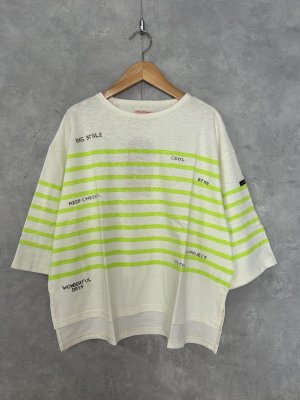 画像1: 2025春夏　DENIMDUNGAREE　 テンジク ボーダーPT TEE　　10；黄　　サイズ；02 (1)