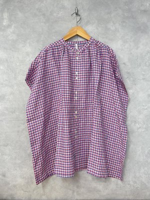画像1: NATURAL LAUNDRY　先染めリネンワイド　チュニック　323；ブルーチェック　サイズ:2 (1)