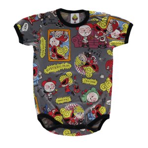 画像1: MY FIRST HYSTERIC　ROCKAHOLIC総柄半袖ロンパース　　19；グレー系 (1)
