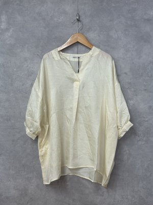画像1: LILOU+LILY 　ACETATE FRENCH TWILL VINTAGE FINISH SKIPPER SHIRTS 　　A.NATURAL　　size:38 (1)