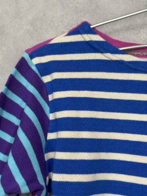 画像2: 2025秋冬　DENIMDUNGAREE　	ボーダーテンジク ボートネック TEE　　93；クレイジー(ブルー系) (2)