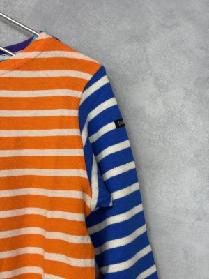 画像2: 2025秋冬　DENIMDUNGAREE　	ボーダーテンジク ボートネック TEE　　91；クレイジー(オレンジ系) (2)