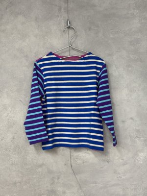 画像1: 2025秋冬　DENIMDUNGAREE　	ボーダーテンジク ボートネック TEE　　93；クレイジー(ブルー系) (1)