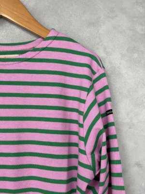 画像2: 2025秋冬　DENIMDUNGAREE　	ボーダーテンジク ボートネック TEE　　6；ピンク (2)