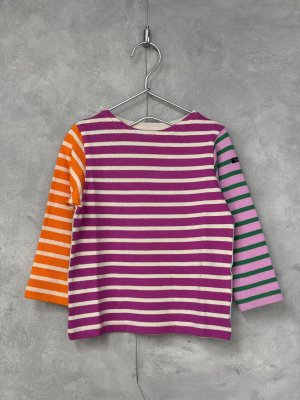 画像1: 2025秋冬　DENIMDUNGAREE　	ボーダーテンジク ボートネック TEE　　92；クレイジー(ピンク系) (1)