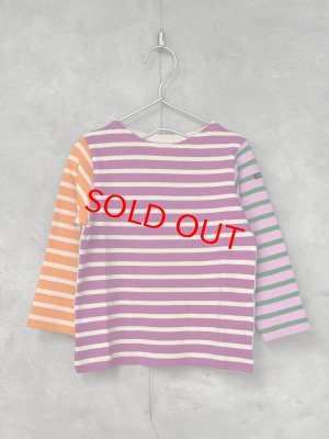 画像1: 2025秋冬　DENIMDUNGAREE　	ボーダーテンジク ボートネック TEE　　92；クレイジー(ピンク系) (1)