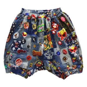 画像1: Hystericmini　SCRATCH DENIM総柄 サルエルパンツ　　45：インディゴ　　サイズ:M(110-120cm) (1)