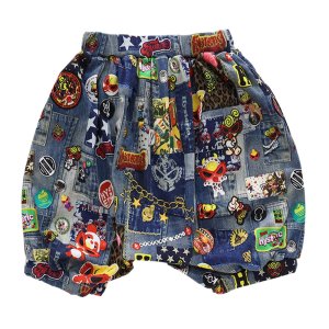 画像2: Hystericmini　SCRATCH DENIM総柄 サルエルパンツ　　45：インディゴ　　サイズ:M(110-120cm) (2)