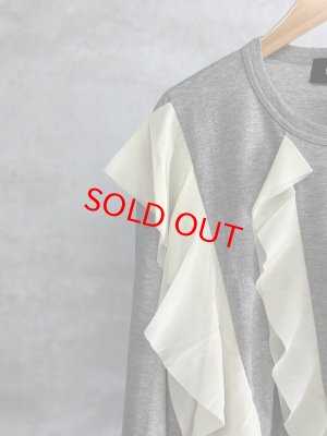 画像2: gomme　フリル付き長袖Tシャツ　1；トップグレー　サイズ；M (2)