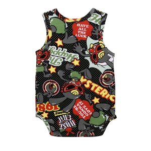 画像2: MY FIRST HYSTERIC　HAPPY BUNNY総柄 ノースリーブロンパース　　14；ブラック系 (2)