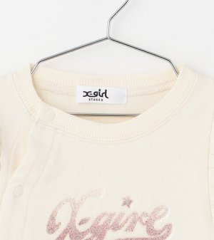 画像3: X-girl kids   ラメロゴプリント袖フリル2WAYオール 　サイズ；50-70 (3)
