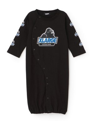 画像1: XLARGE KIDS　　袖OGプリント長袖2WAYオール　　サイズ；50-70cm　　80；黒 (1)