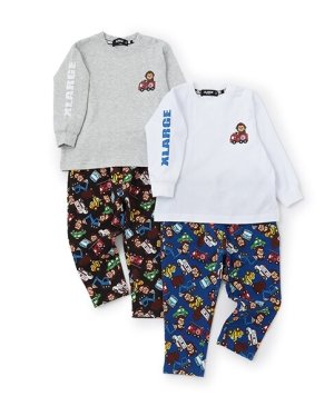 画像1: XLARGE KIDS　　　ファニーゴリラ&車長袖Tシャツ+総柄レギンスセット (1)