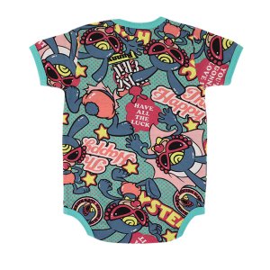 画像2: ☆MY FIRST HYSTERIC　　　MY FIRST HYSTERIC　HAPPY BUNNY総柄 半袖ロンパース　　54；グリーン系 (2)