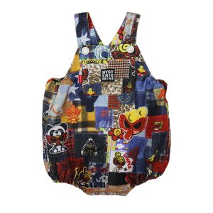 画像1: MY FIRST HYSTERIC　MESSY PATCHWORK総柄 Viscotex サロペット    45;インディゴ　　サイズ；M(90cm) (1)