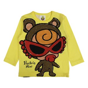 画像1: MY FIRST HYSTERIC　SELFISH BABY WITH BABY BEAR 長袖Tシャツ　　61；イエロー (1)