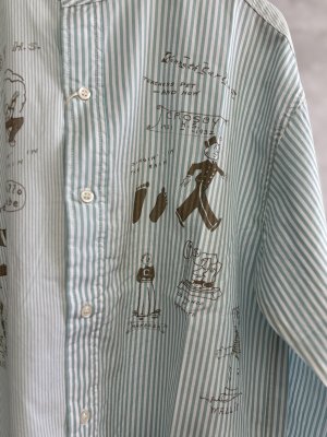 画像2: 2025秋冬　DENIMDUNGAREE　　 ブロードロンスト ラクガキ シャツ　28；ライトグリーン (2)