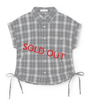 画像1: 40%off Lovetoxic  　【綿100％】チェックノースリーブドロストシャツ　　80；黒 (1)