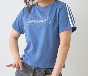 画像5: by LOVEiT  　【吸水速乾/さらさら】ラインストーンTシャツ　　51；ブルー (5)