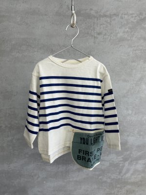 画像1: 2025秋冬　DENIMDUNGAREE　	テンジク ボーダーPT PENNIE ポケット TEE　　1；白 (1)