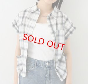 画像6: 40%off Lovetoxic  　【綿100％】チェックノースリーブドロストシャツ　　80；黒 (6)