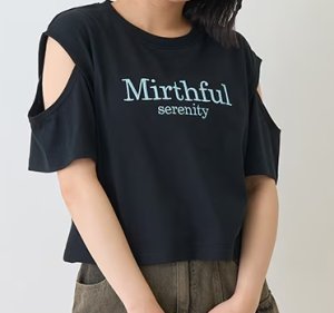 画像2: Lovetoxic  　【接触冷感/ひんやり】肩あきTシャツ　　　80；クロ (2)