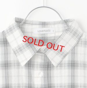 画像3: 40%off Lovetoxic  　【綿100％】チェックノースリーブドロストシャツ　　80；黒 (3)