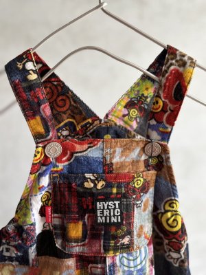 画像2: MY FIRST HYSTERIC　MESSY PATCHWORK総柄 Viscotex サロペット    45;インディゴ　　サイズ；M(90cm) (2)
