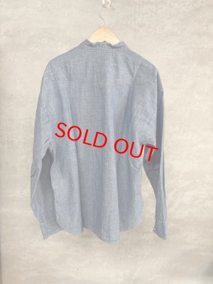 画像3: 2025秋冬　DENIMDUNGAREE　　 ムラダンガリー ウエスタン ノーカラーシャツ　　14；ブルー (3)